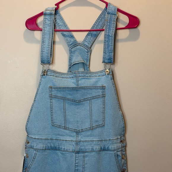 NWD Acydar Denim Overalls Womens Size Medium Light Wash Stretch Blue Jeans Bibs - Picture 3 of 13